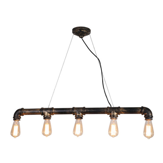 Rustic Bronze Island Pendant Light: Plumbing Pipe Iron Ceiling Lighting For Living Room