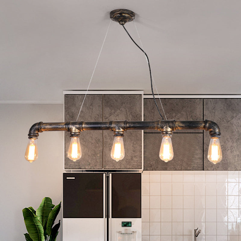 Rustic Bronze Island Pendant Light: Plumbing Pipe Iron Ceiling Lighting For Living Room