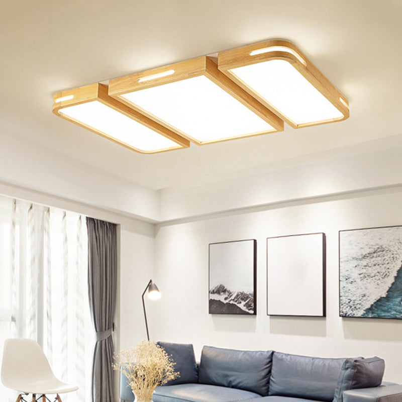 Nordic Wood Flush Mount LED Ceiling Light for Living Room