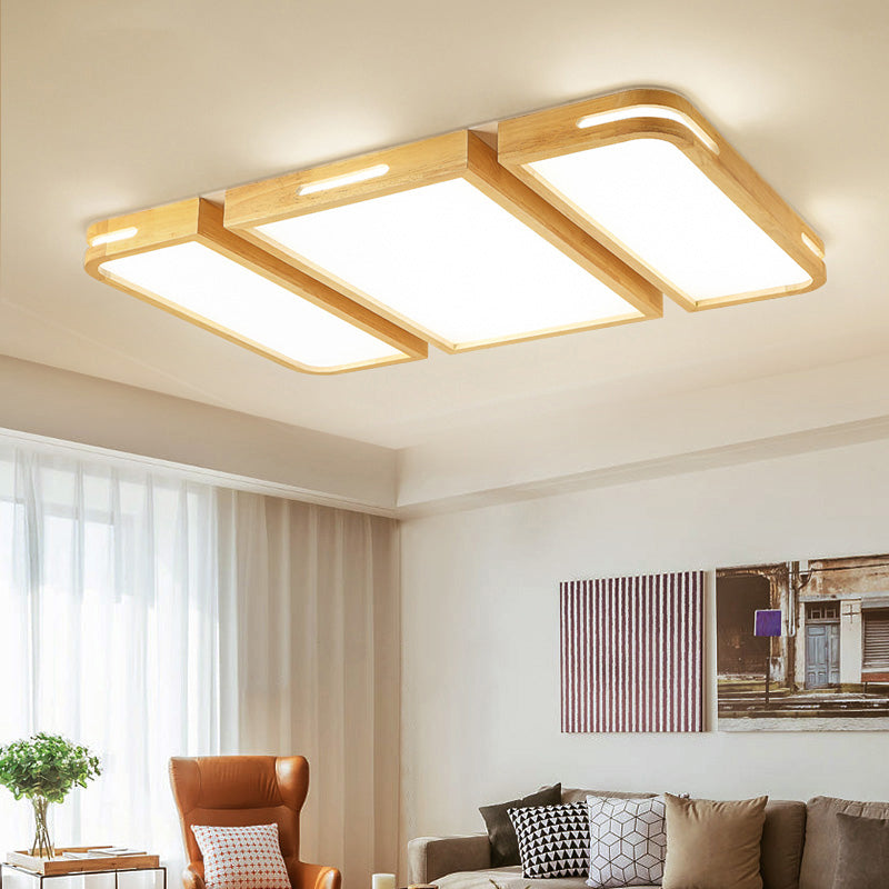 Nordic Wood Flush Mount LED Ceiling Light for Living Room