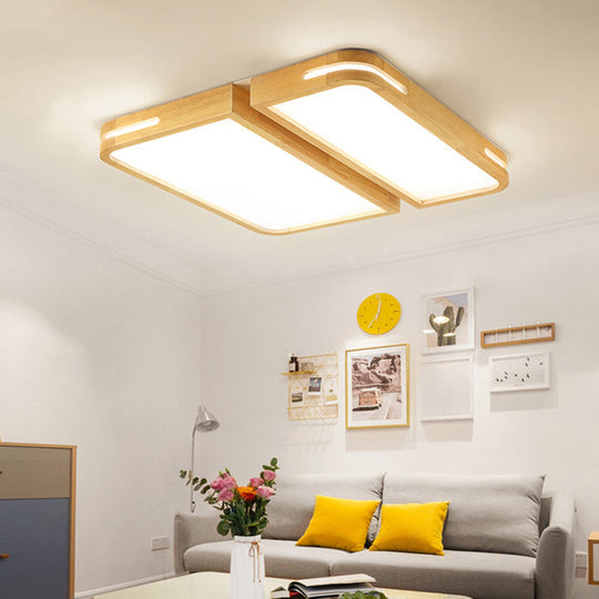 Nordic Wood Flush Mount LED Ceiling Light for Living Room