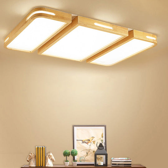 Nordic Wood Flush Mount LED Ceiling Light for Living Room