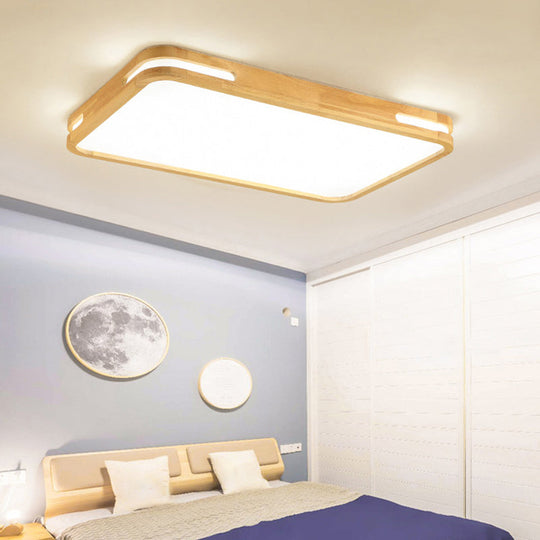 Nordic Wood Flush Mount LED Ceiling Light for Living Room