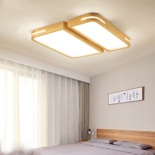 Nordic Wood Flush Mount LED Ceiling Light for Living Room