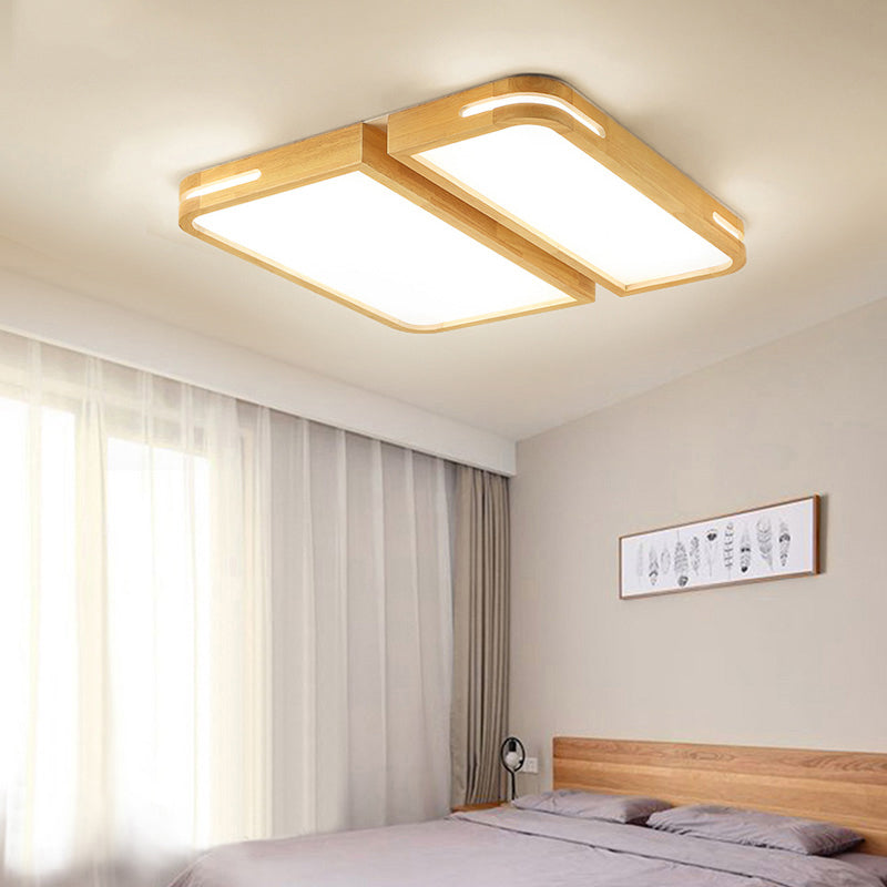 Nordic Wood Flush Mount Led Ceiling Light For Living Room