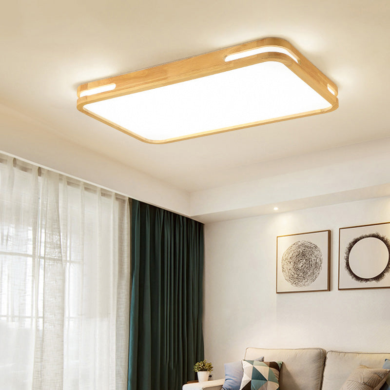 Nordic Wood Flush Mount LED Ceiling Light for Living Room