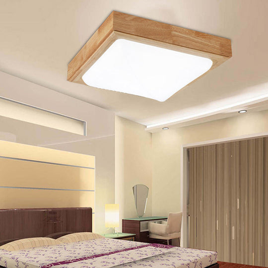 Geometric LED Wood Flush Mount Ceiling Light for Bedroom - Simplicity Design