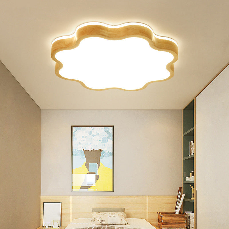 Kids Cloud LED Flush Ceiling Light Fixture for Wood Bedroom