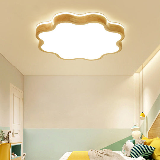 Kids Cloud LED Flush Ceiling Light Fixture for Wood Bedroom