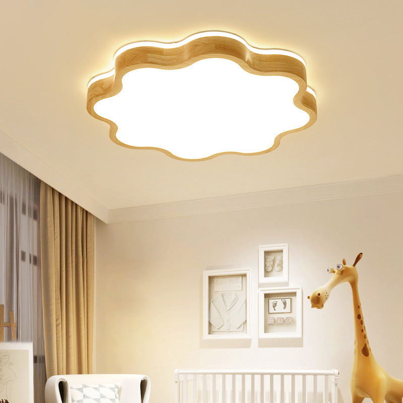 Kids Cloud LED Flush Ceiling Light Fixture for Wood Bedroom