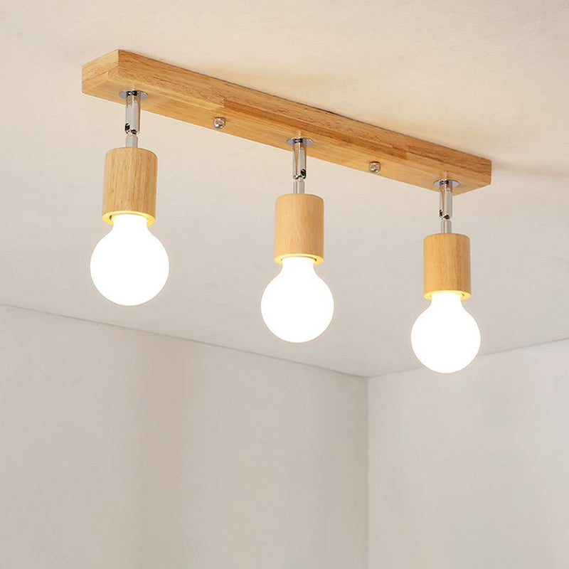 Geometric Wood Track Light For Minimalist Restaurants - Semi Flush Design 3 /