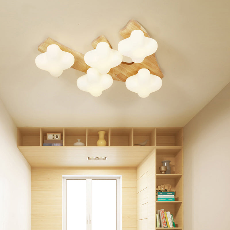 White Glass Plum Blossom Flush Mount Ceiling Light - Modern Kid-Friendly Design 5 /