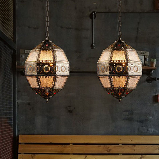 Hollow-Out Suspension Light In Bronze - Restaurant Pendant Fixture (3 Bulbs)