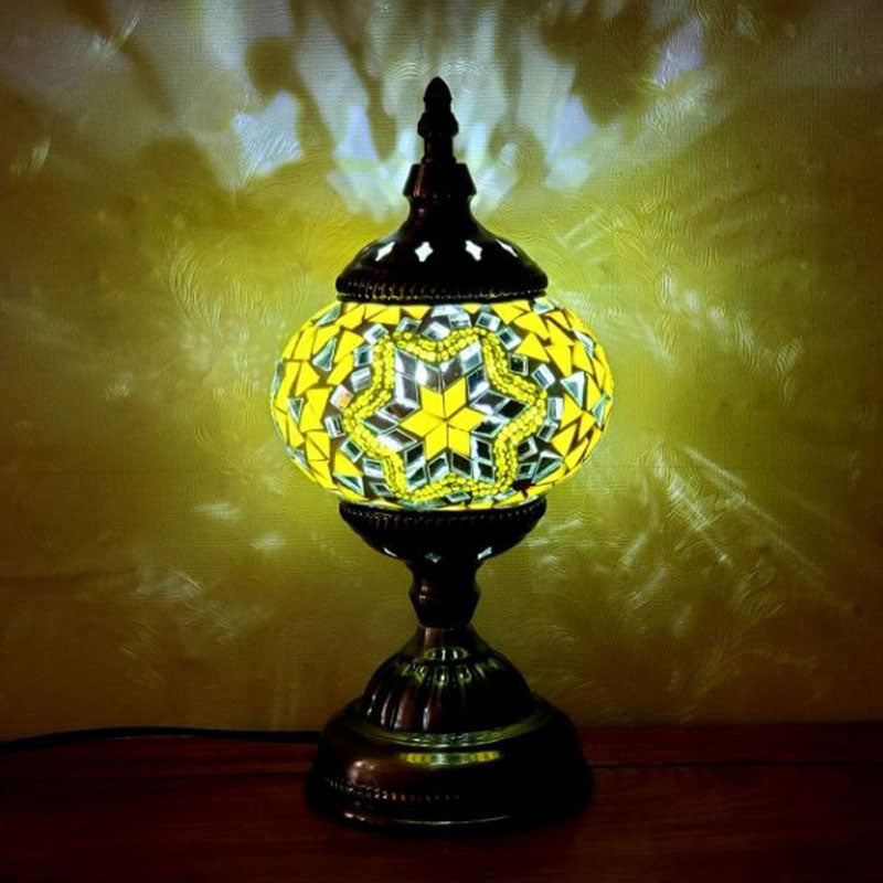 Handcrafted Turkish Stained Glass Nightstand Lamp - Elegant Single-Bulb Table Light For Restaurants