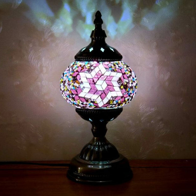 Handcrafted Turkish Stained Glass Nightstand Lamp - Elegant Single-Bulb Table Light For Restaurants