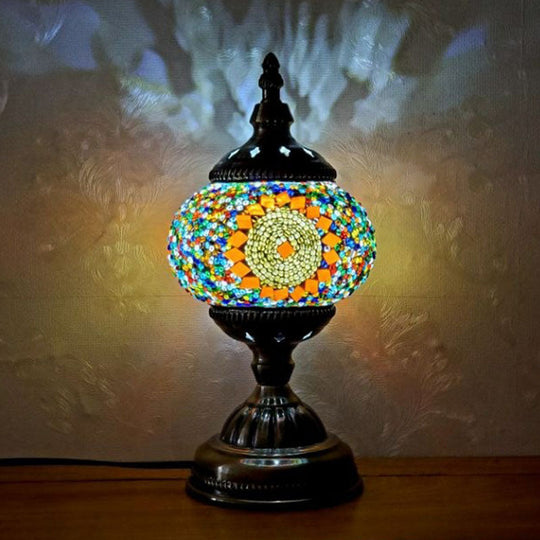 Handcrafted Turkish Stained Glass Nightstand Lamp - Elegant Single-Bulb Table Light For Restaurants