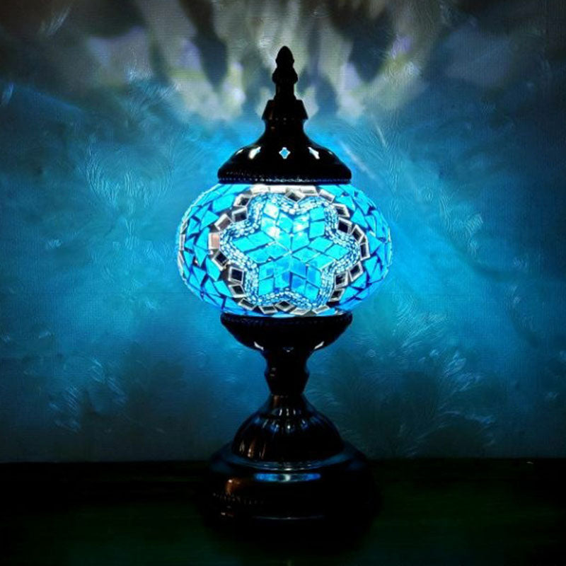 Handcrafted Turkish Stained Glass Nightstand Lamp - Elegant Single-Bulb Table Light For Restaurants