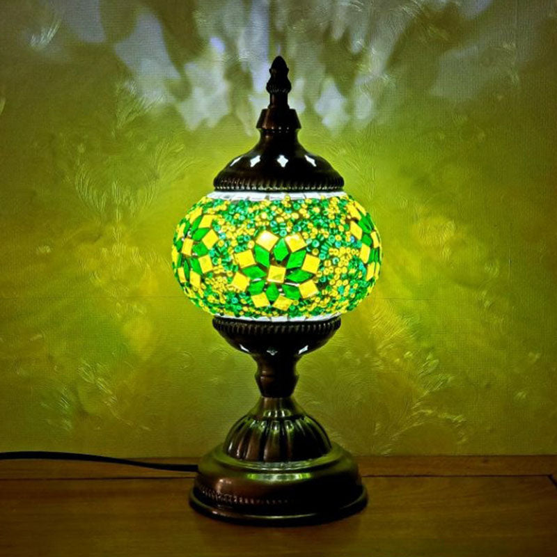 Handcrafted Turkish Stained Glass Nightstand Lamp - Elegant Single-Bulb Table Light For Restaurants