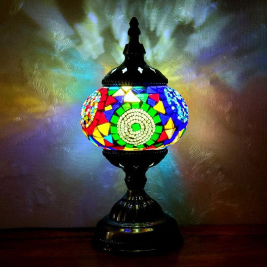 Handcrafted Turkish Stained Glass Nightstand Lamp - Elegant Single-Bulb Table Light For Restaurants