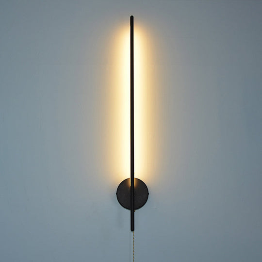 Metallic Tube Wall Mount Led Light With Pull Chain - Black Simplicity For Corridor