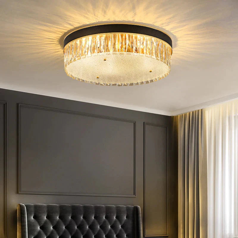 Plafonnier rond en cristal de luxe moderne pour chambre à coucher et salle à manger