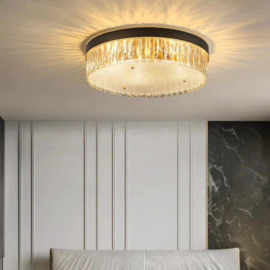 Plafonnier rond en cristal de luxe moderne pour chambre à coucher et salle à manger