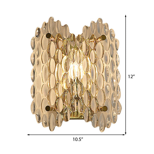 Contemporary Gold Wall Lamp With Clear Crystal Oval Shape & 1 Bulb Perfect For Hallways