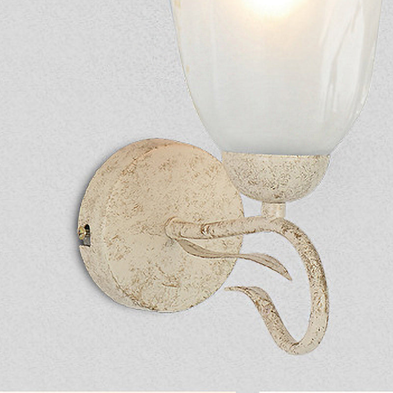 Vintage Floral Wall Sconce With Frosted Glass Shade - Elegant Single Bulb Light Fixture