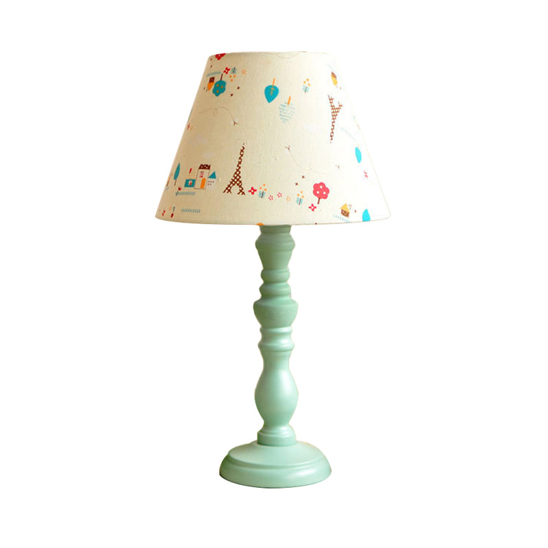 Traditional Style 1-Light Barrel Desk Lamp In White/Blue/Purple With Red Fabric Shade - Ideal Task