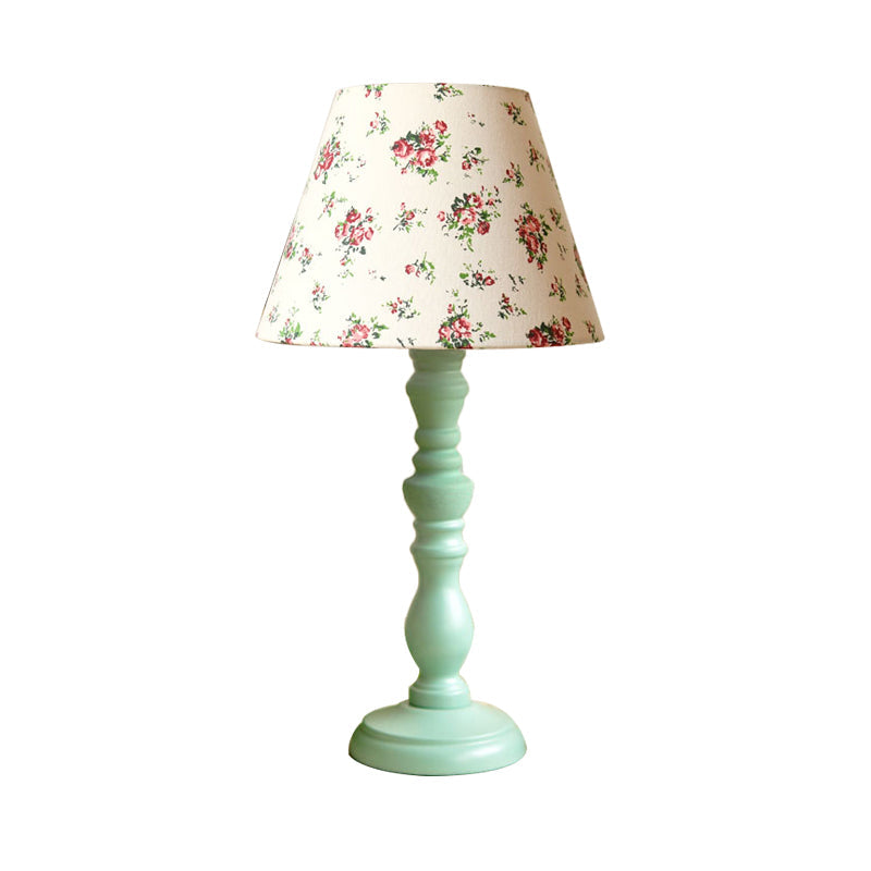 Traditional Style 1-Light Barrel Desk Lamp In White/Blue/Purple With Red Fabric Shade - Ideal Task