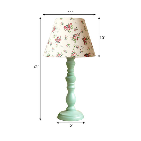 Traditional Style 1-Light Barrel Desk Lamp In White/Blue/Purple With Red Fabric Shade - Ideal Task