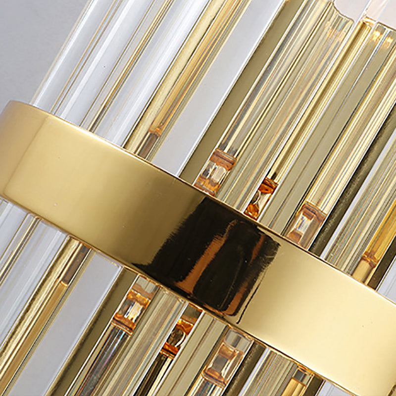 Contemporary Crystal Wall Lamp With Cylinder Design - Golden Lighting For Living Room Includes 2