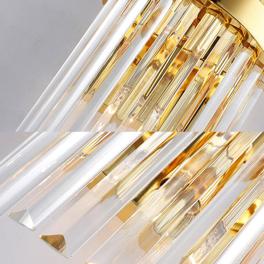 Contemporary Crystal Wall Lamp With Cylinder Design - Golden Lighting For Living Room Includes 2