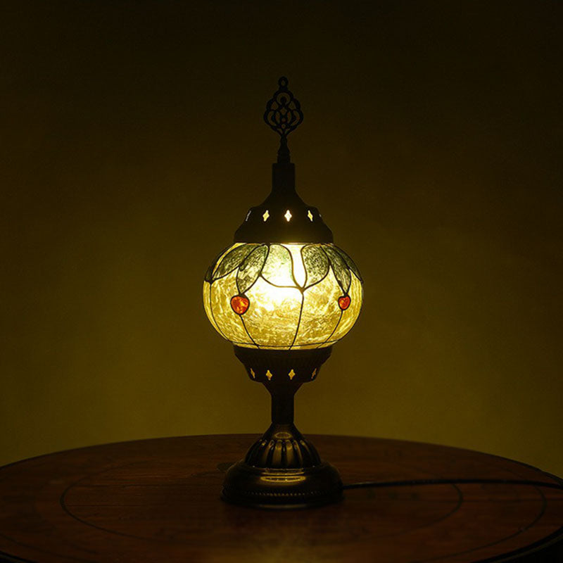 Iron Nightstand Lamp - Turkish-Style 1-Light Table Lighting For Study Room In Bronze Finish