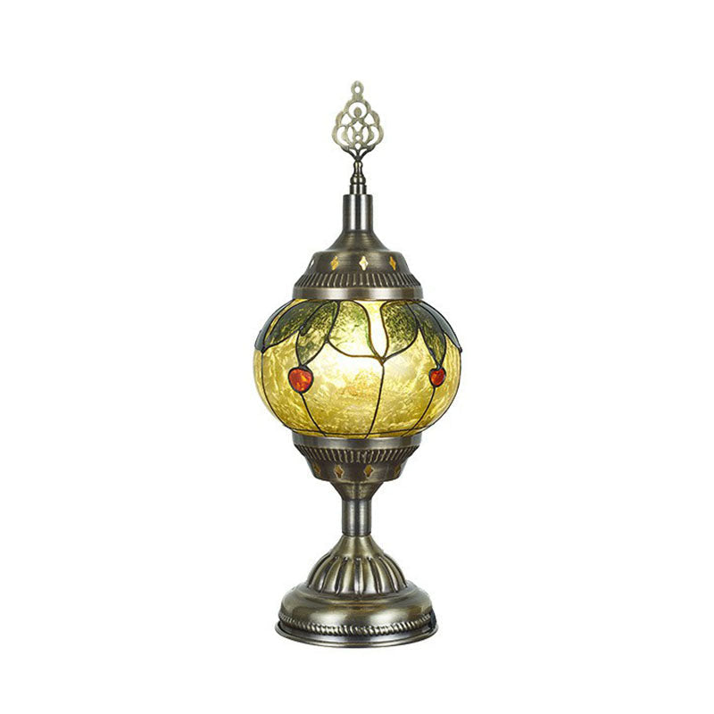 Iron Nightstand Lamp - Turkish-Style 1-Light Table Lighting For Study Room In Bronze Finish