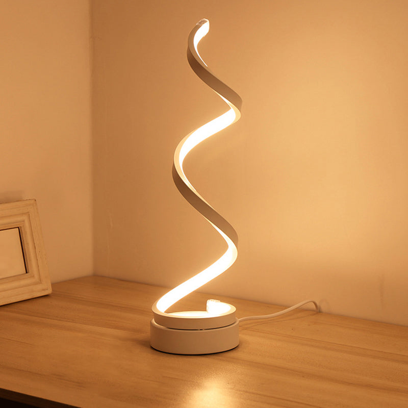 Contemporary Acrylic Led Nightstand Lamp - Stylish Spiral Shape For Living Room Table Lighting