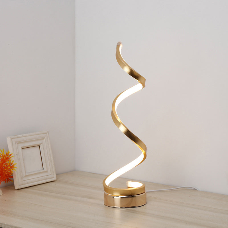 Contemporary Acrylic Led Nightstand Lamp - Stylish Spiral Shape For Living Room Table Lighting Gold