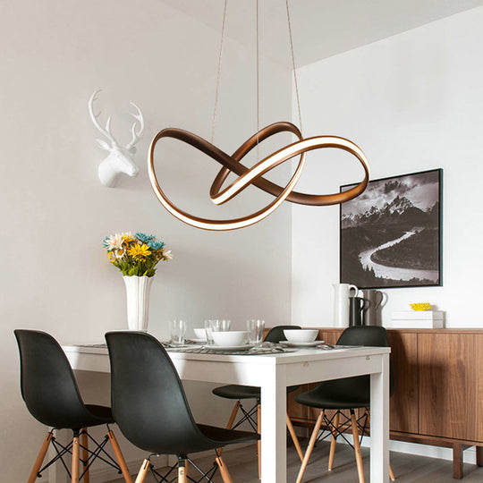 Modern LED Aluminum Pendant Light Fixture for Living Room with Twisting Design