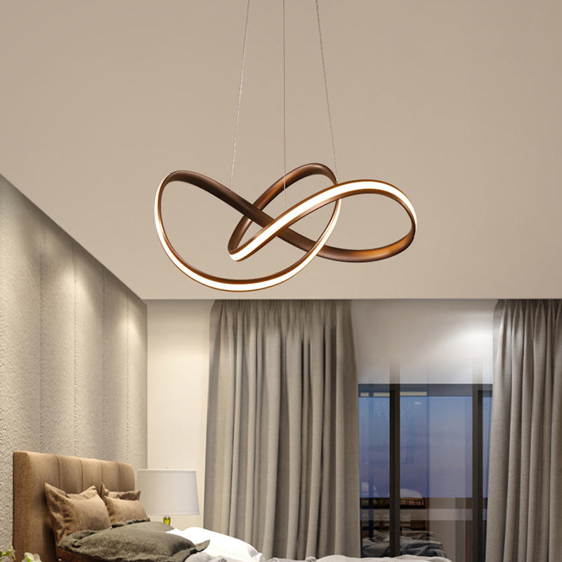 Modern LED Aluminum Pendant Light Fixture for Living Room with Twisting Design