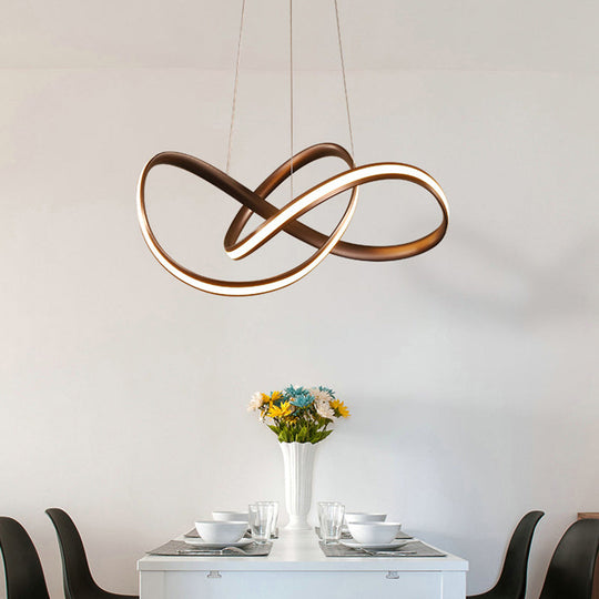 Modern LED Aluminum Pendant Light Fixture for Living Room with Twisting Design