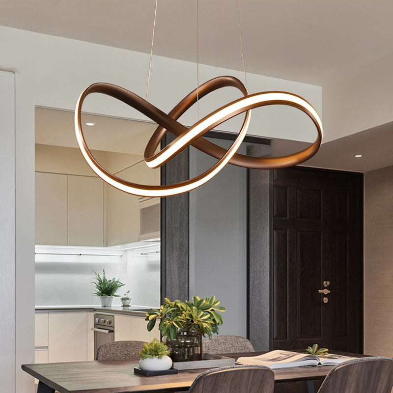 Modern LED Aluminum Pendant Light Fixture for Living Room with Twisting Design