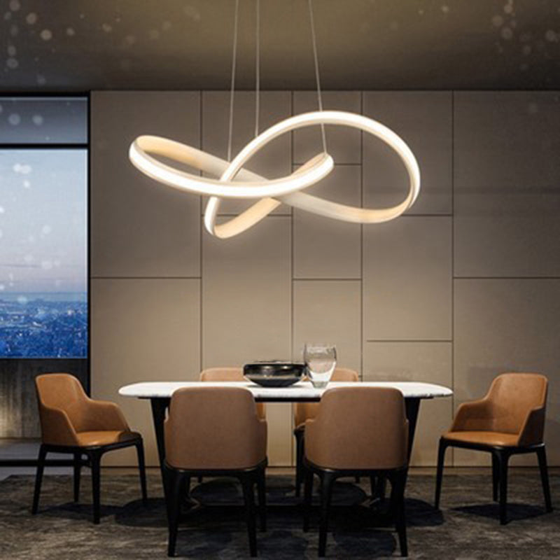 Modern LED Aluminum Pendant Light Fixture for Living Room with Twisting Design