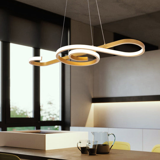 Sleek Music Note Chandelier Led Pendant Light For Restaurants