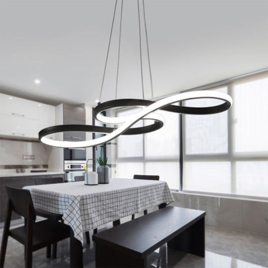 Metal Music Note Led Pendant Light For Dining Room Elegant Chandelier Lighting Black / 29.5 White