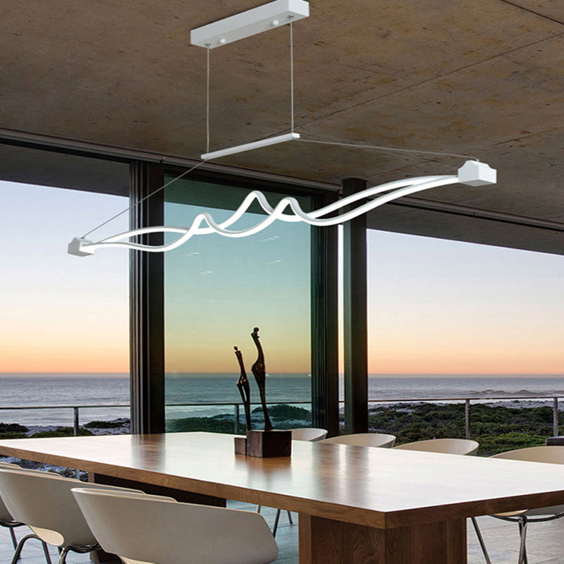 Modern Twisted Island Pendant Led Ceiling Light For Contemporary Metallic Dining Room