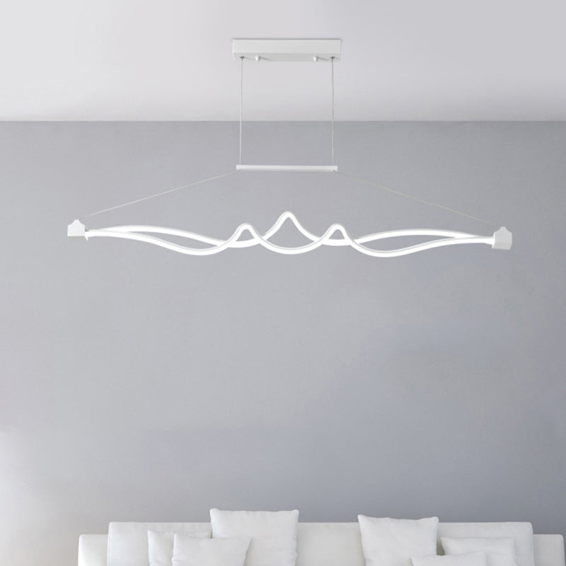 Modern Twisted Island Pendant Led Ceiling Light For Contemporary Metallic Dining Room White /