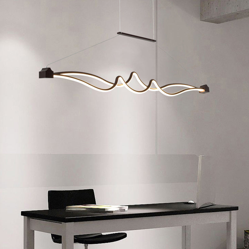 Modern Twisted Island Pendant Led Ceiling Light For Contemporary Metallic Dining Room Coffee / White