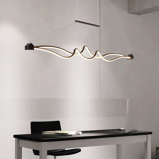 Modern Twisted Island Pendant Led Ceiling Light For Contemporary Metallic Dining Room Coffee / White