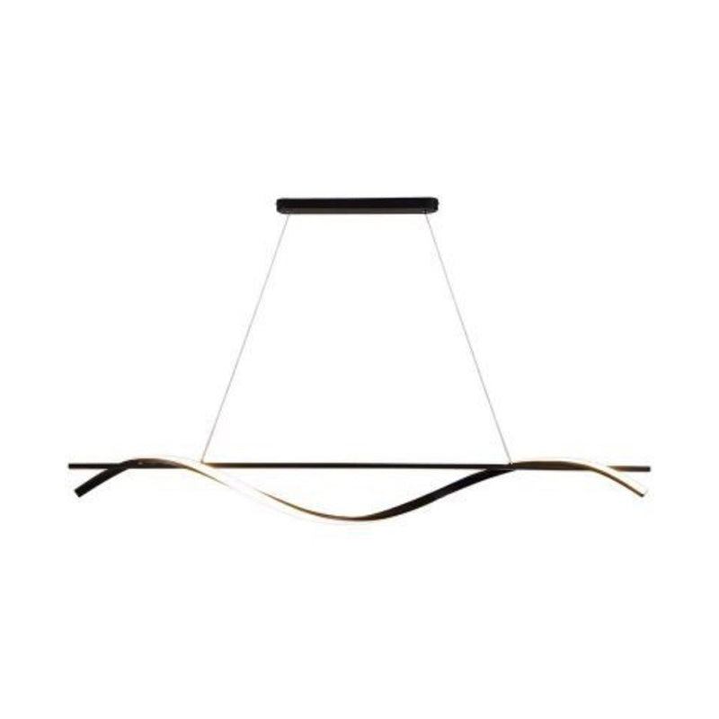 Contemporary Black Led Hanging Lamp For Restaurants - Simplicity Curved Design