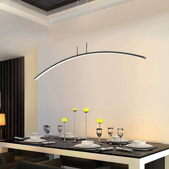 Modern Arched Led Pendant Light - Acrylic Dining Room Island Lighting Black / White